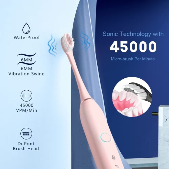 (1) X-2 Sonic Electric Toothbrush Black Rechargeable 4 Brush Heads New - Picture 5 of 11